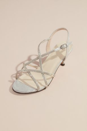 Picture of Sansa Metallic Kitten Heel Sandals with Crystals