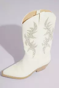 Betsey Johnson Crystal Embellished Western Boots