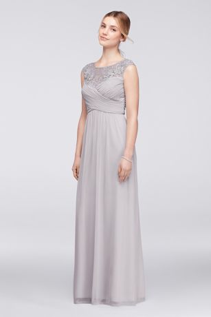 david's bridal long illusion mesh