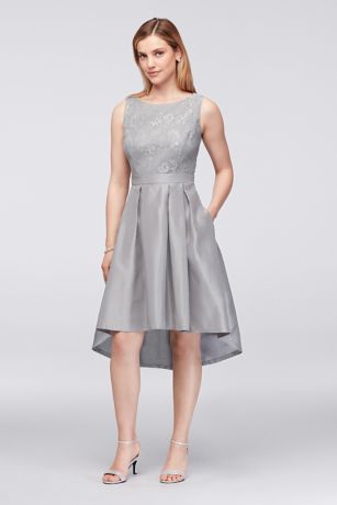 silver fit and flare dress