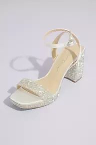 Betsey Johnson Crystal Embellished Block Heel Platform Sandals