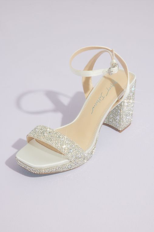 Betsey Johnson Crystal Embellished Block Heel Platform Sandals