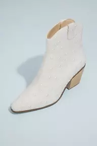 Betsey Johnson Pearl Embellished Western Boots
