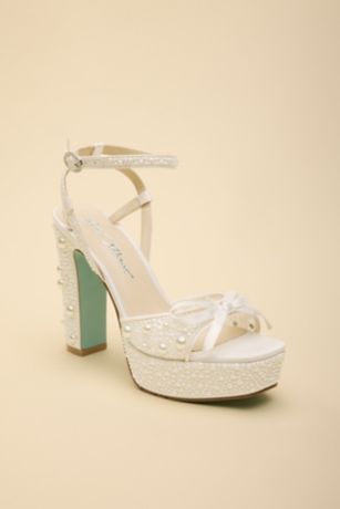 Picture of Pearl Block Heel Platform Sandals with Bow