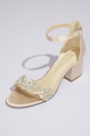 Picture of Crystal Strap Satin Block Heel Sandals
