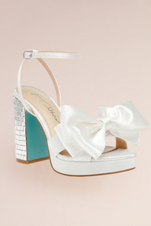 Picture of Mirrored Platform Block Heels with Bow