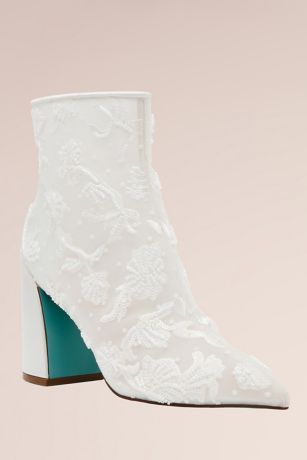 Picture of Floral Beaded Block Heel Booties