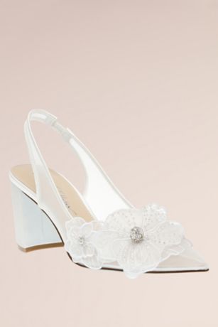 Picture of Mesh Floral Slingback Block Heels