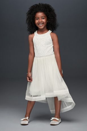 high neck flower girl dress