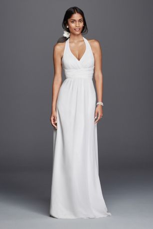 halter white wedding dress