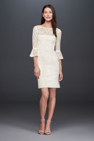 illusion lace shift dress with contrast ribbon