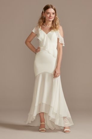 wedding dress asymmetrical neckline