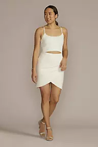 DB Studio Crepe Cutout Wrap Skirt Short Dress