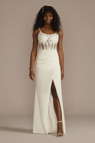 Picture of Illusion Corset Crepe Sheath Wedding Dress