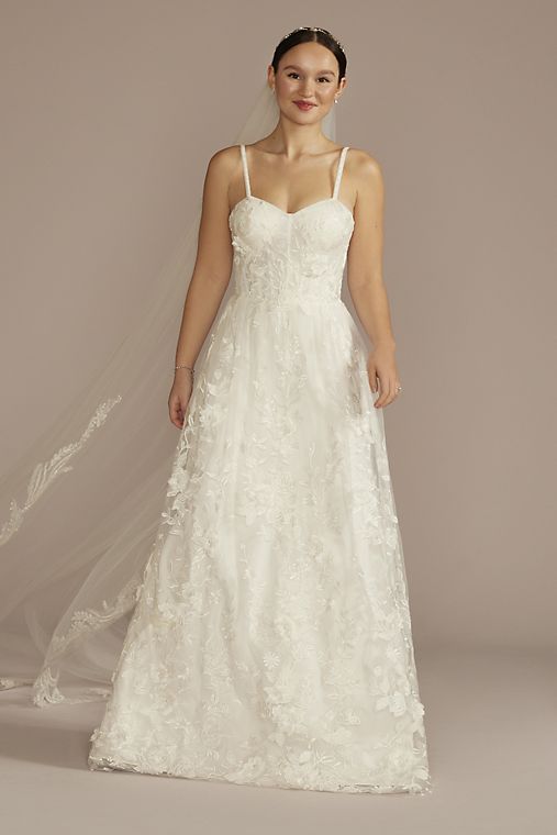 DB Studio 3D Floral Applique Corset Bodice Wedding Dress