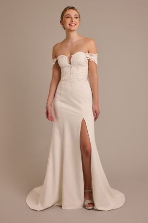 Picture of Stretch Crepe Plunge Mermaid Wedding Dress