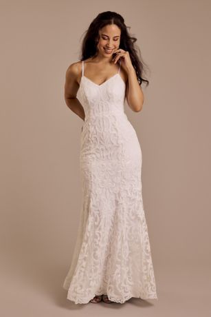 Picture of Allover Sequin Applique Sheath Wedding Dress