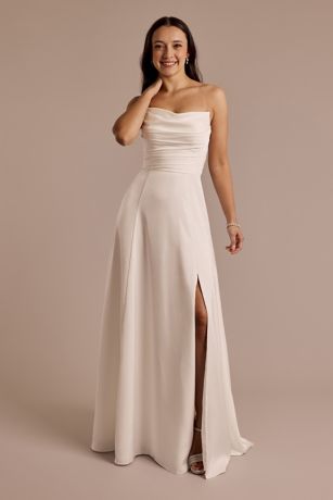 Picture of Matte Satin Sculpted Bodice A-Line Wedding Dress