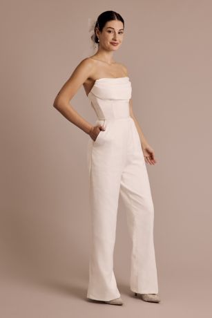 Picture of Strapless Satin Jumpsuit with Illusion Back