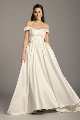Picture of Satin Off-the-Shoulder Basque Waist Ball Gown