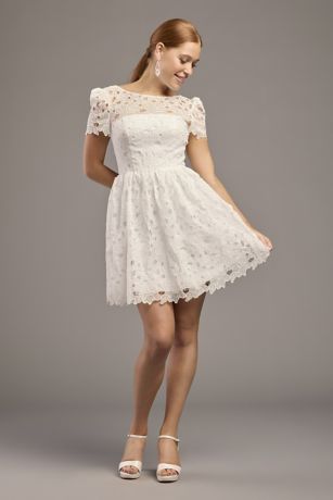 Picture of Short Sleeve Lace Mini with Illusion Neckline