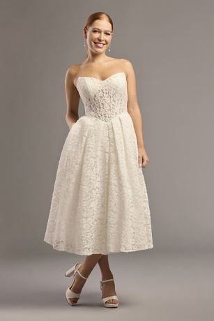 Picture of Lace Sweetheart Tea-Length A-Line Dress