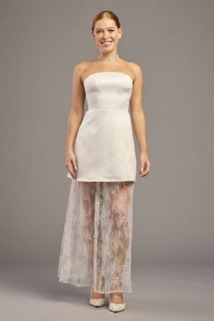 Picture of Satin Mini Dress with Removable Lace Underskirt