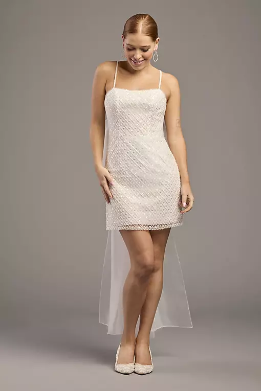 white christmas dresses LaDivine KV1133W Pleated Short Bridal A Line Mini Wedding Dress – The Dress Outlet main image 0