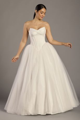 Picture of Sculpted Strapless Satin and Tulle Ball Gown