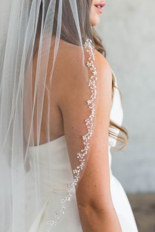 wedding veils with color trim