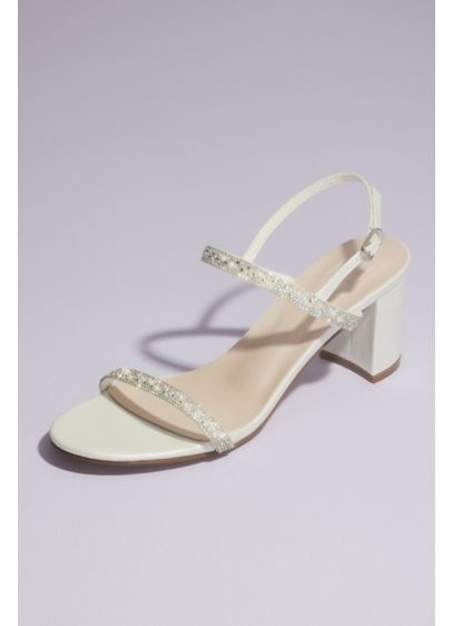 DB Studio White (Two Strap Pearl and Crystal Block Heel Sandals)