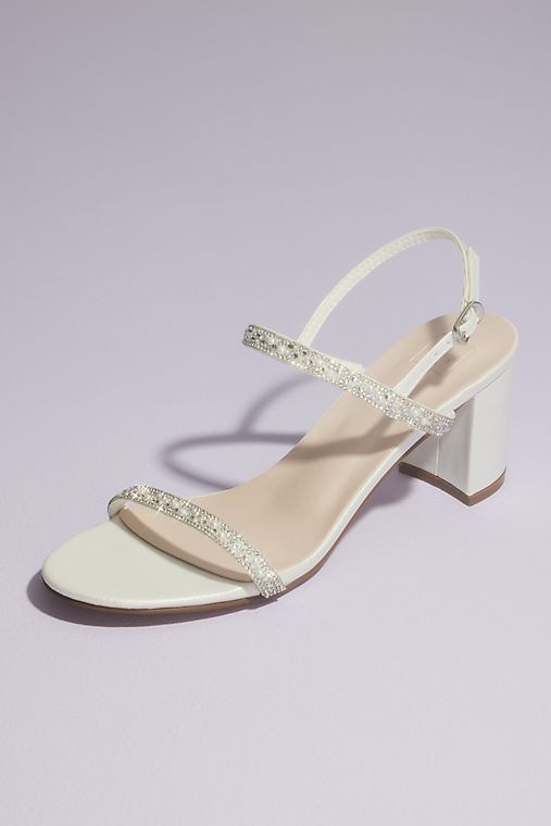 DB Studio Two Strap Pearl and Crystal Block Heel Sandals