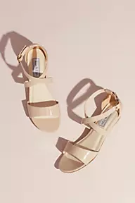 Touch Ups Patent Low Wedge Sandals with Crisscross Straps