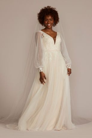 long sleeve white tulle dress