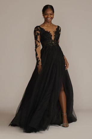 Long Sleeve Black Dresses | Davids Bridal