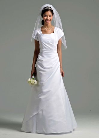 short sleeve satin wedding dresses