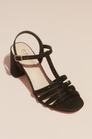 black t strap sandal heel