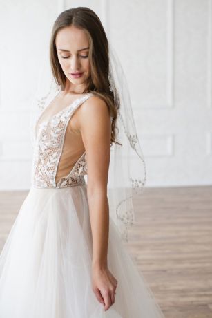 Picture of Crystal Floral Sprig Mid-Length Veil