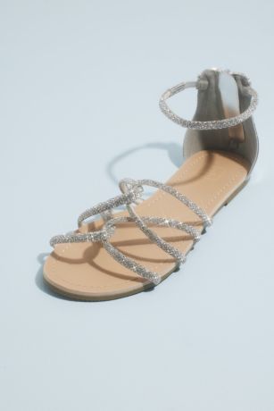 DB Studio Grey Flat Sandals (Twisted Crystal Strap Flat Sandals)