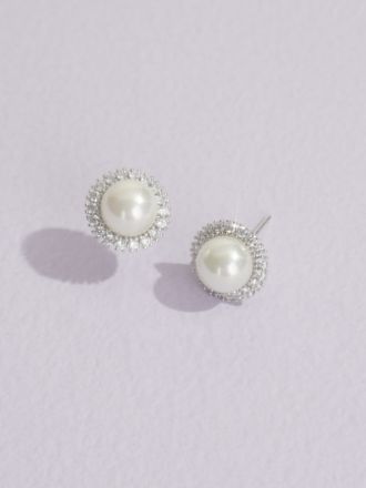 Picture of Pearl and Cubic Zirconia Stud Earrings