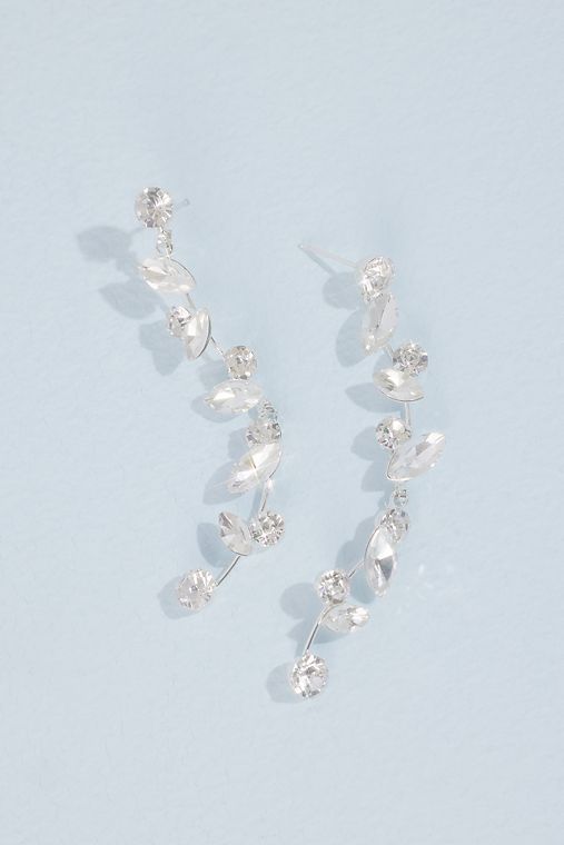 David's Bridal Crystal Leaf Drop Earrings