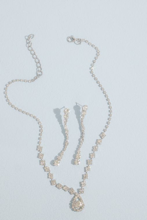 DB Studio Crystal Teardrop Necklace and Earring Set