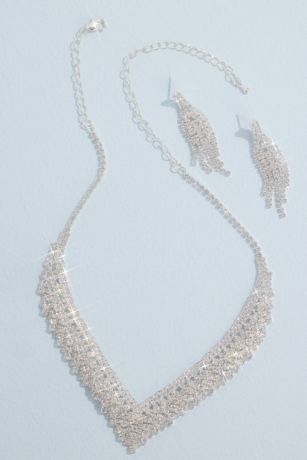 Picture of Crystal Fringe Necklace and Earring Set