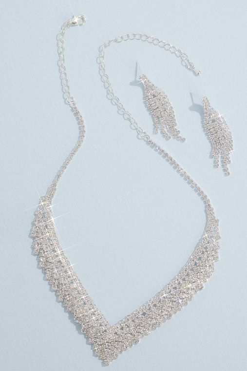 Galina Signature Crystal Fringe Necklace and Earring Set