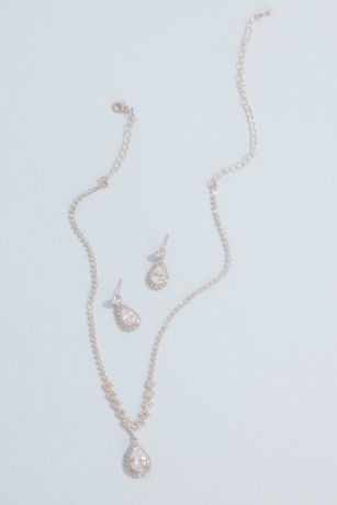 Picture of Teardrop Crystal Necklace and Earring Set