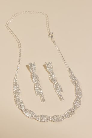 Picture of Twist Rhinestone Necklace and Earring Set