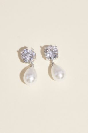 Picture of Pearl and Crystal Teardrop Earrings
