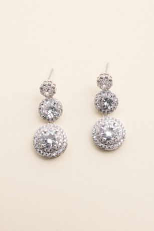 Picture of Halo Cubic Zirconia Drop Earrings