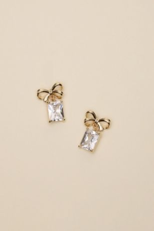 Picture of Bow Drop Earrings with Cushion-Cut Cubic Zirconia