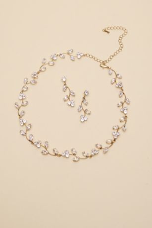 Picture of Cubic Zirconia Flower Necklace and Earring Set